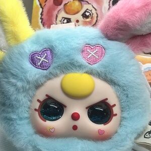 Kawaii Baby Three Pastel bunny Pouch BLUE GLITTER eyes bag charm keychain